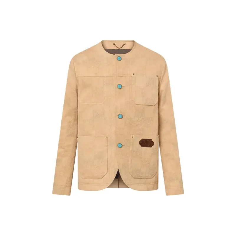 LOUIS VUITTON Damier Collarless Workwear Cotton Jacket-0