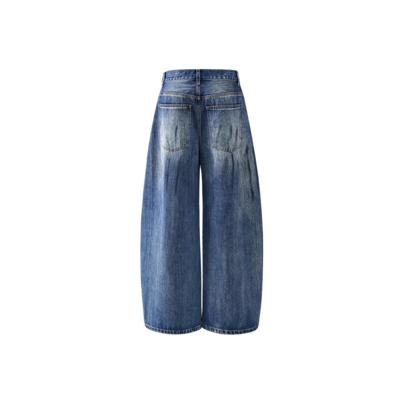 EMINU Jeans Unisex Dirty Dyed Blue Denim-1