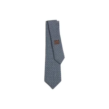 HERMES Mulberry Silk Ties Men's Marine Blue