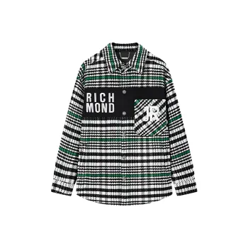 JOHN RICHMOND FW24 Coats Men's Black Plaid