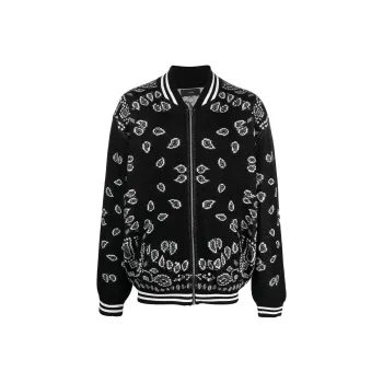 Alanui Paisley Intarsia Knited Zip-Up Bomber Jacket