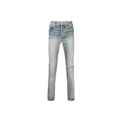 AMIRI Hand Painted Slit Knee Skinny Jeans