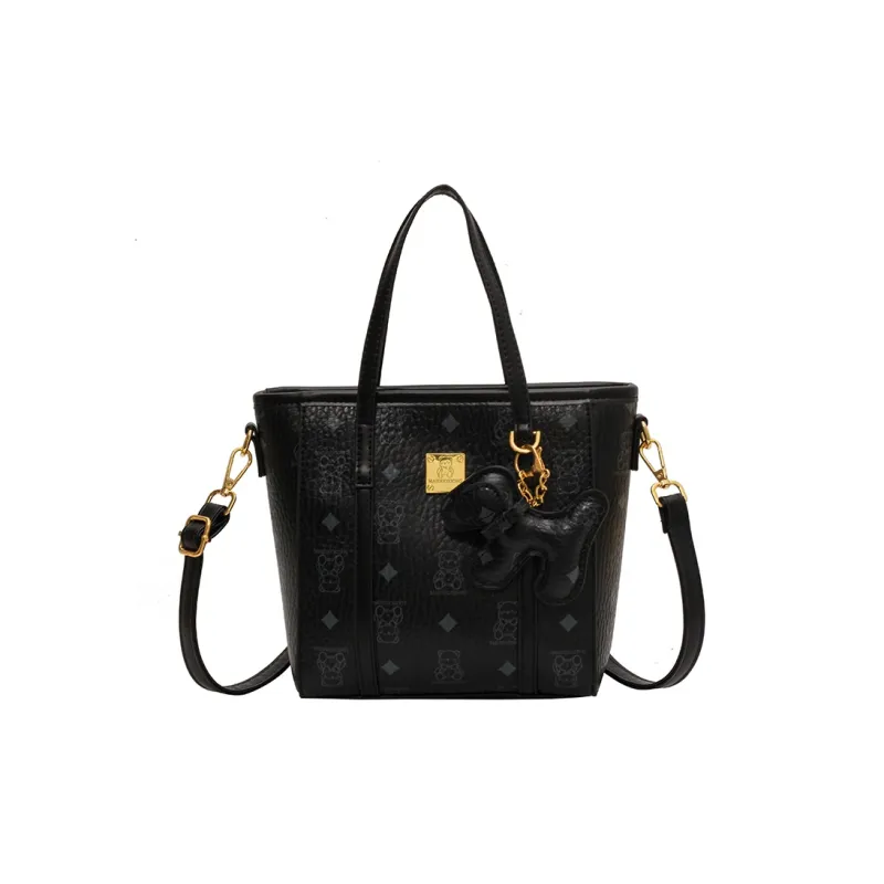 Yalu PU Tote Shoulder Bag, Crossbody Bag, Handbag Unisex Ecru/Black/Pink/Brown-4