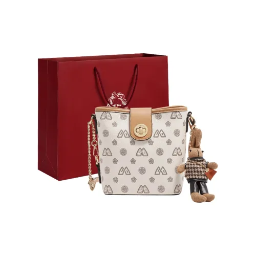 Old Man's Head PVC & PU Shoulder Bag, Crossbody Bag Women's White/Coffee