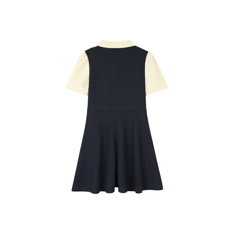 SYEEE WITH U Short Sleeved Dress Women's Navy Blue-1