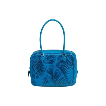 HERMES Plume Swift Calfskin Handbag Mini Women's Blue Hydra With Micronesia Pattern