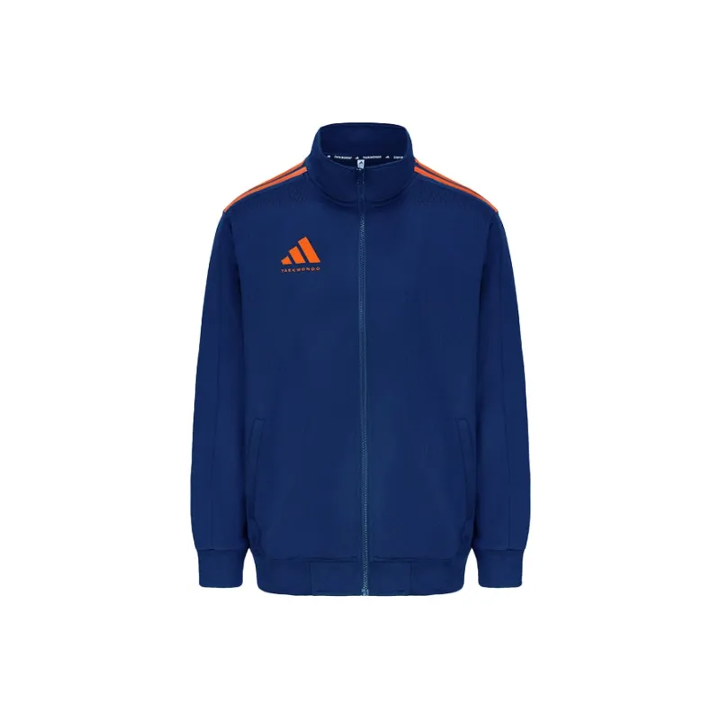 Adidas TAEKWONDO Jacket Unisex Blue Background With Orange Stripes-0