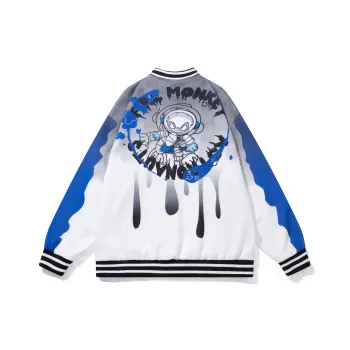 FireMonkey Baseball Jacket Unisex White Gray