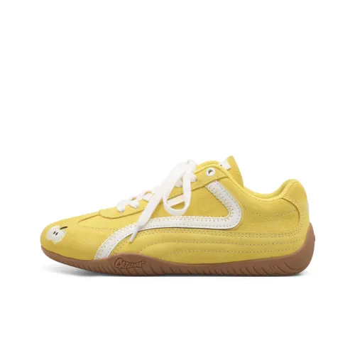 Cat&Sofa Anti Slip Wear Resistant Low Top Skateboard Shoes Unisex Yellow Apple