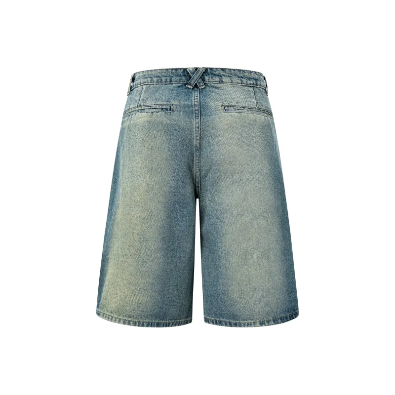 Poyz Denim Shorts Women's Washed Blue 5 Button Pants-1
