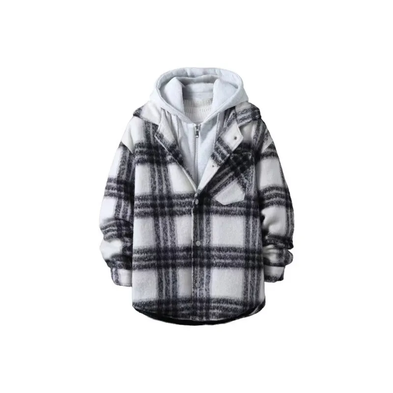 ACUOD BY CHANU Velvet feel Coat Unisex 1Purple Plaid-0