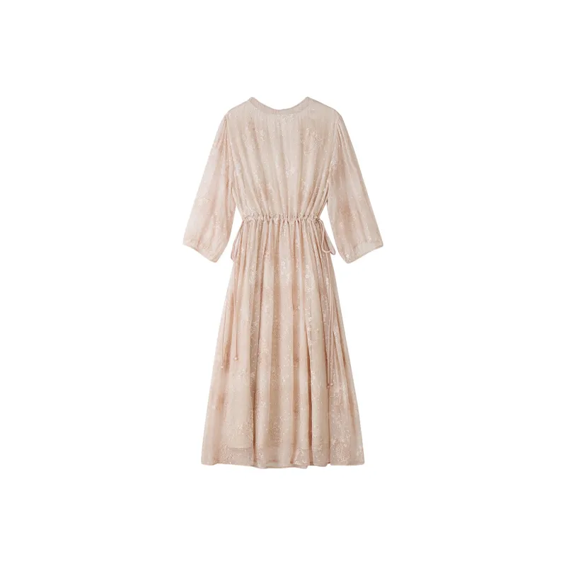 To The West Short Sleeved Dress Women's Champagne Pink-1