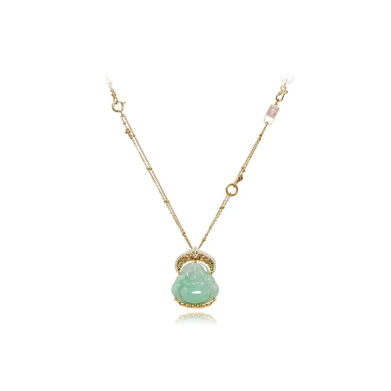 Long Fu Glutinous Jade S 925 Sterling Silver 18K Gold Plated Collarbone Chain Accessory Women's-2