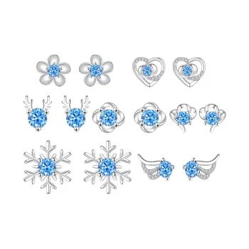 KINGFOCUS 999 Fine Silver Needle Stud Earrings Women's
