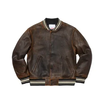 Supreme Worn Leather Varsity Jacket