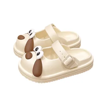 Yunpo Cute Spring Puppy Slippers For Women's Outerwear Platform Buckle Fashion Closed Toe Slippers