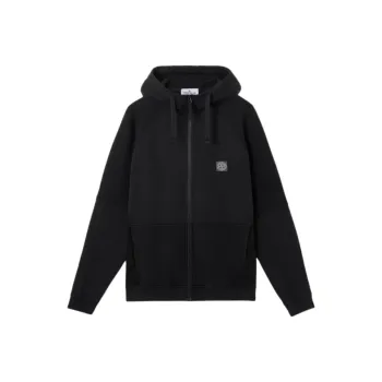 STONE ISLAND Brushed And Diagonal Organic Cotton Fleece Jackets & Coats Men's Black