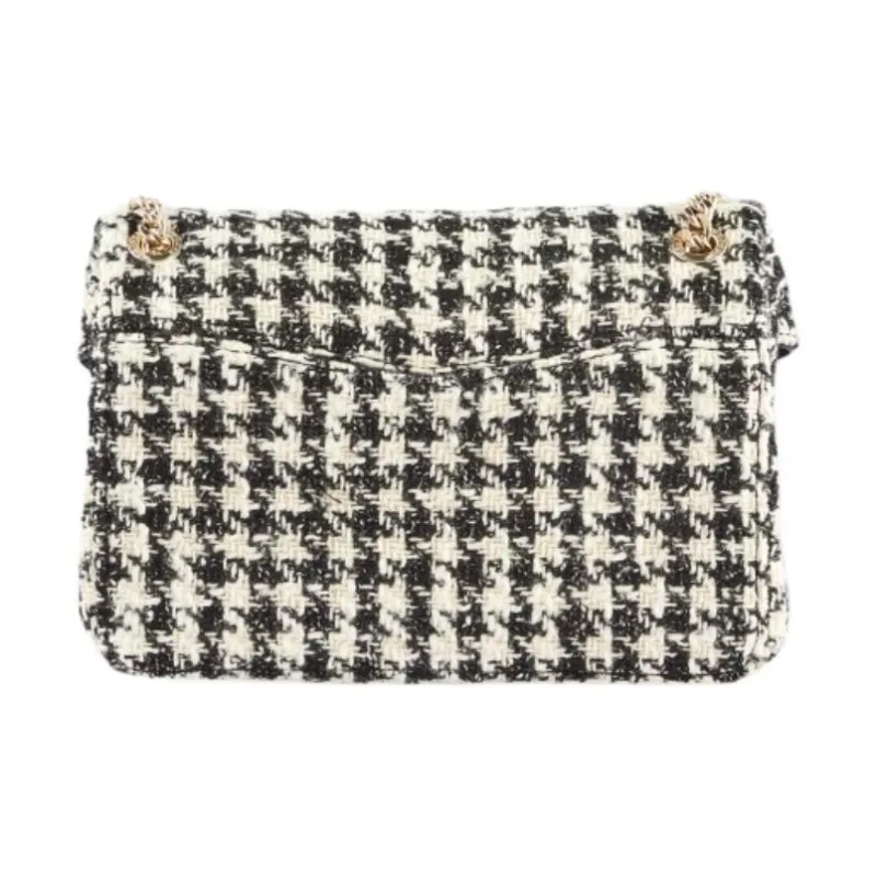 Sandro Fabric Crossbody Bag Medium Size Women's Black White Plaid-1