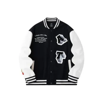 Anta Life Collection Baseball Jacket Unisex Basic Black/Duck Down White