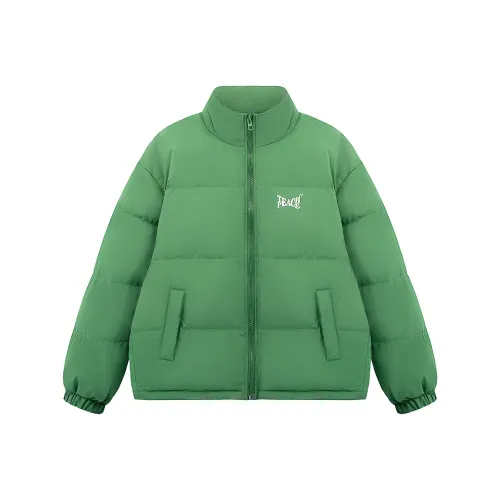 Teach Peace Basic Letter Print Thickened Stand Collar 90 Fill Power White Duck Down Coat Down Jacket Unisex