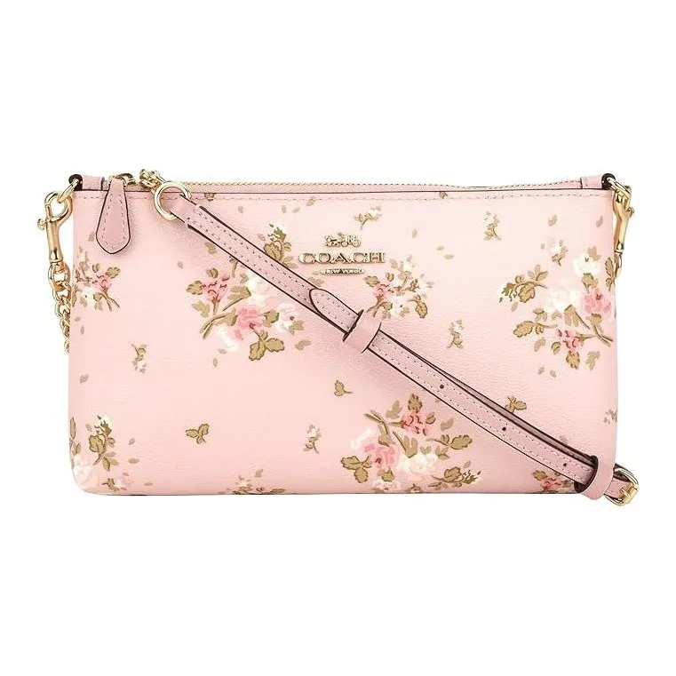 COACH Zip Top Crossbody Cow Leather Shoulder Bag Crossbody Bag Small Size Women's Cherry Blossom Pink-1