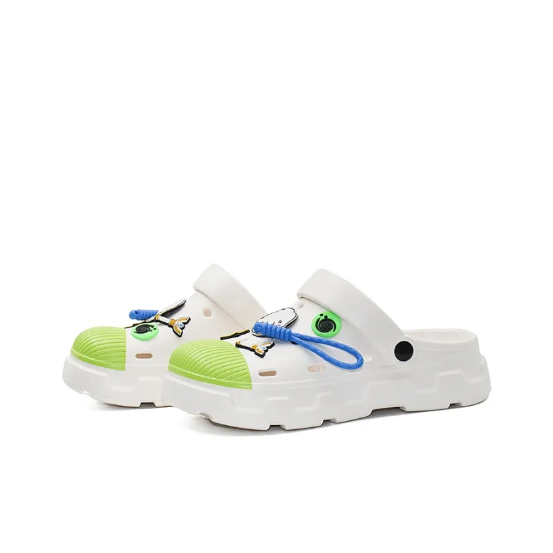 OUBT Celestial Clan Stars, Shell Head Design Clogs Unisex White Green-1