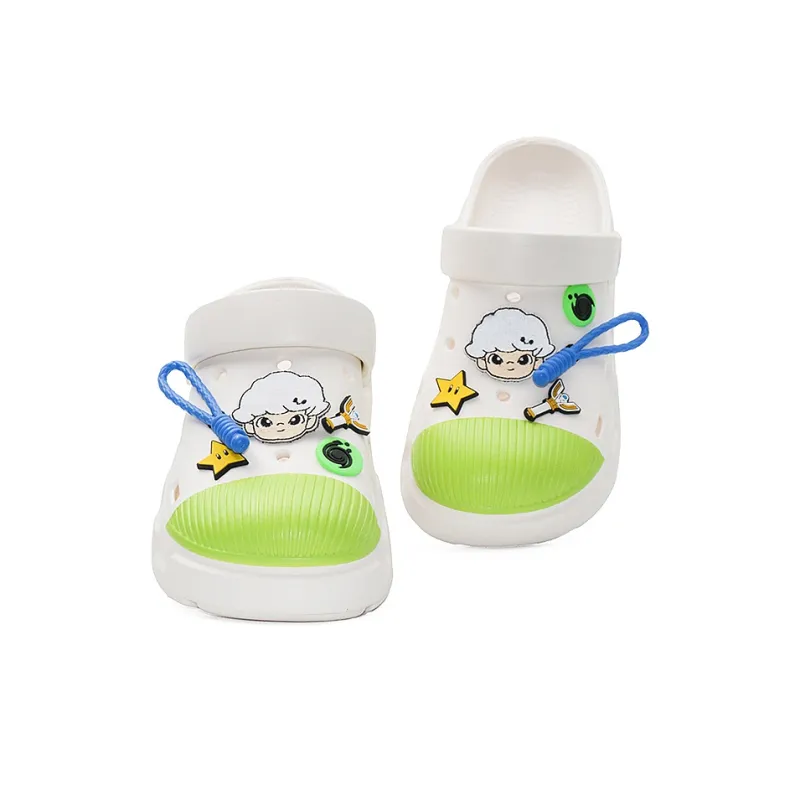 OUBT Celestial Clan Stars, Shell Head Design Clogs Unisex White Green-2