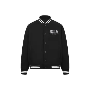 BIPOLAR Baseball Jacket Unisex Black Apricot