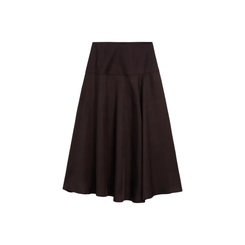 Massimo Dutti Casual Long Skirt Women's Dark Red-1