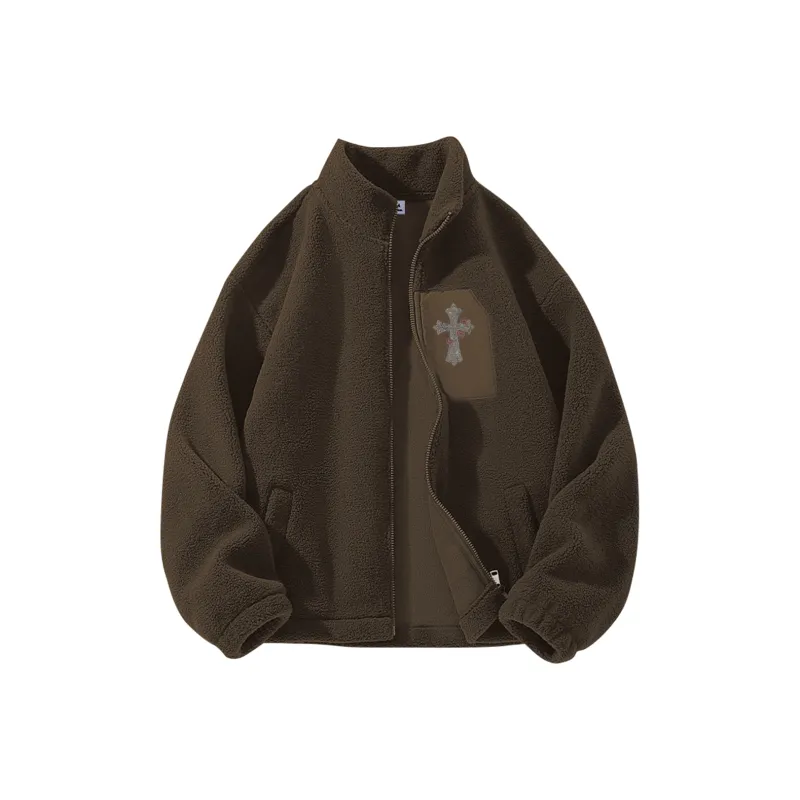 Cotton Velvet feel Coat Unisex Beige-4