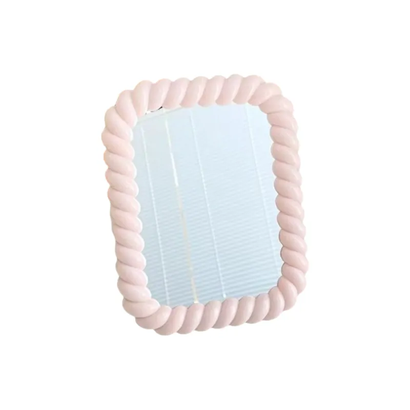 Gentle Welcome Cute Cream Style Dormitory Portable Wall Mounted Stand Desk Bathroom Wall Mounted Make Up Mirrors-0