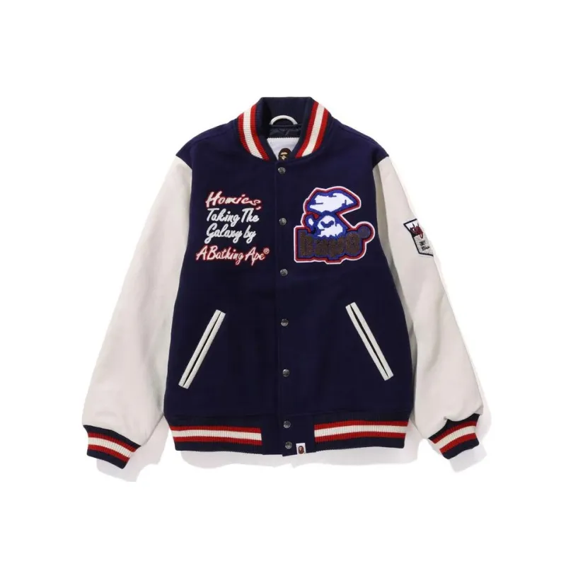 A BATHING APE Logo Patch Varsity Jacket-2