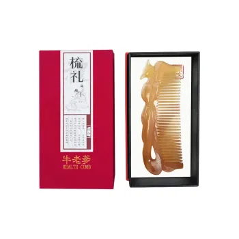 Cow Daddy Natural Sheep Horn Handcrafted Carving Long Hair Comb Massage Comb Head