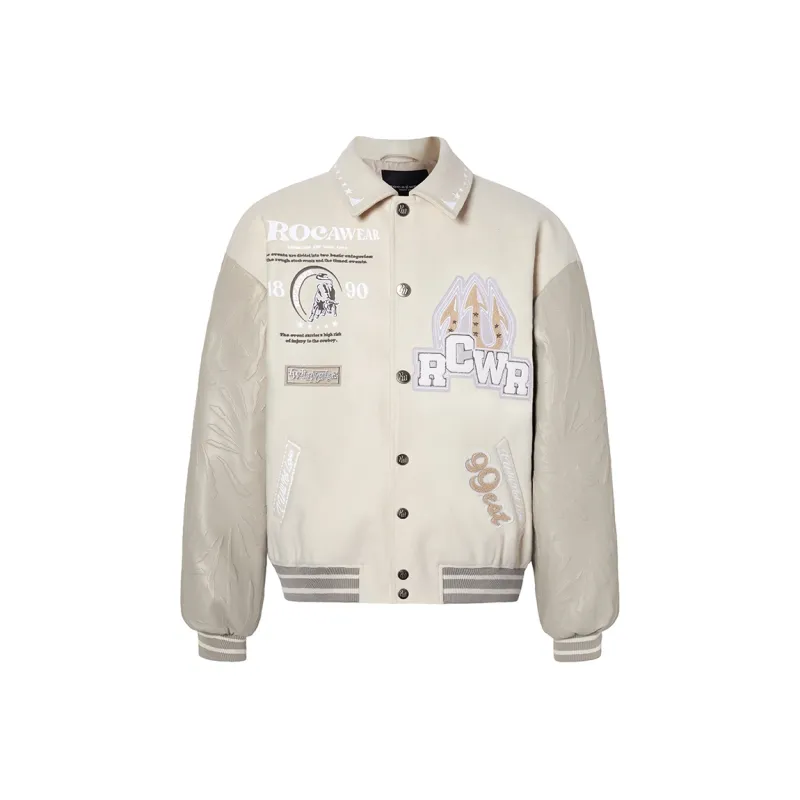 ROCAWEAR Baseball Jacket Unisex Ecru-0