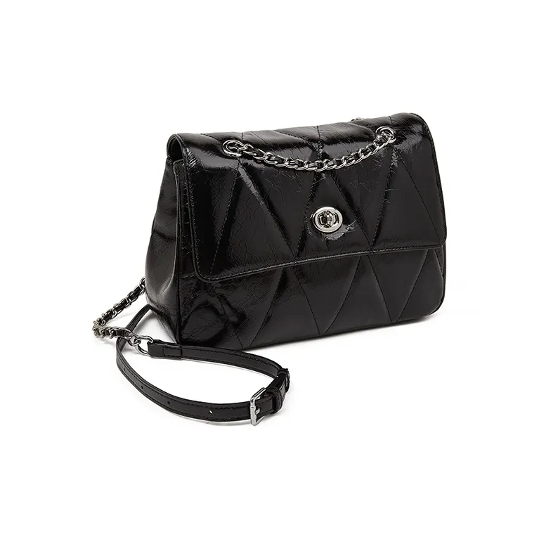 Old Man's Head Top Grain Cow Leather Shoulder Bag, Crossbody Bag Women's Black/Khaki/Silver-4