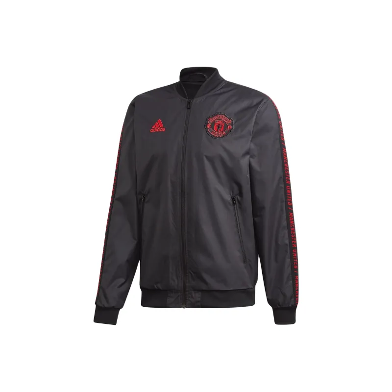 Adidas MUFC K Way Anthem Jkt Jackets Coats Men's Black Gray Color-0