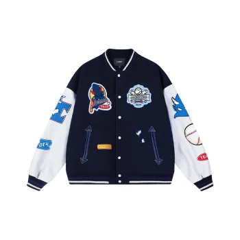 A Chock Baseball Jacket Unisex Navy Blue