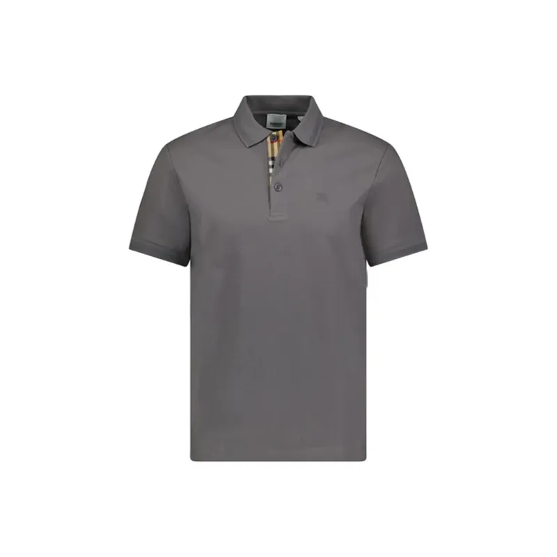 Burberry Logo Embroidered Men's Polo Shirt Dark Grey-0