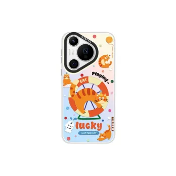 Marsfield Acrylic Material Laser Magnetic Spinny Kitten Phone Cases Compatibility Huawei P70/60/50/40 Pro