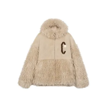 CANOTWAIT_ Velvet feel Coat Unisex Beige