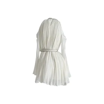 Flowers In Water Long Sleeved Dress Women's Milk White
