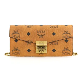 MCM Patricia Crossbody Wallet Visetos Large Cognac