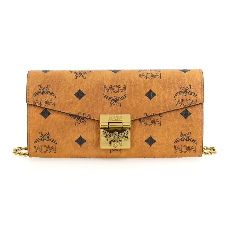 MCM Patricia Crossbody Wallet Visetos Large Cognac-0