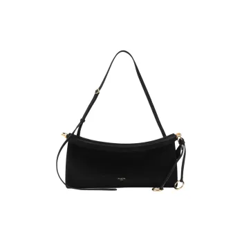 Alaia Suede Calfskin Shoulder Bag Medium Size Women's Black