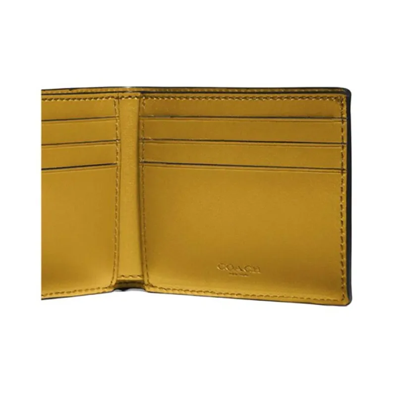 COACH Billfold Wallet Canvas Cowhide Clutch Wallet Men's Khaki Monogram-4
