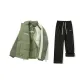 Olive Green+Sherpa Waffle Knit Pants in Black