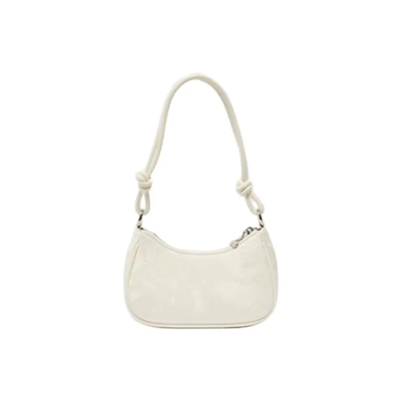 Three Blessings PU Shoulder Bag Medium Size Women's Ivory White/Pink-2