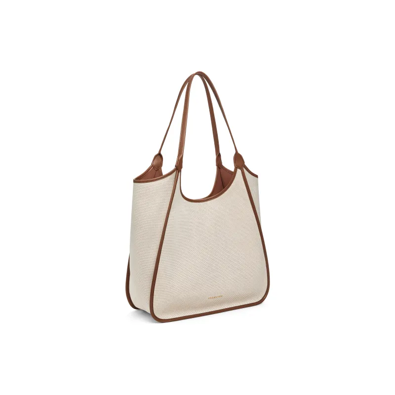 CHARLES&KEITH Canvas Shoulder Bag Large Size Women's Taupe Canvas Beige & Taupe-1