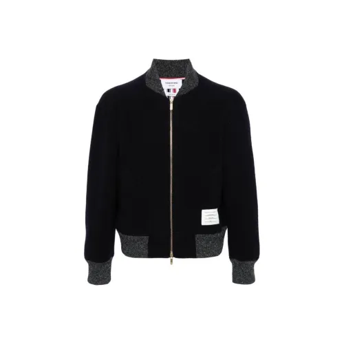 THOM BROWNE Logo Patch Zip Up Bomber Jacket