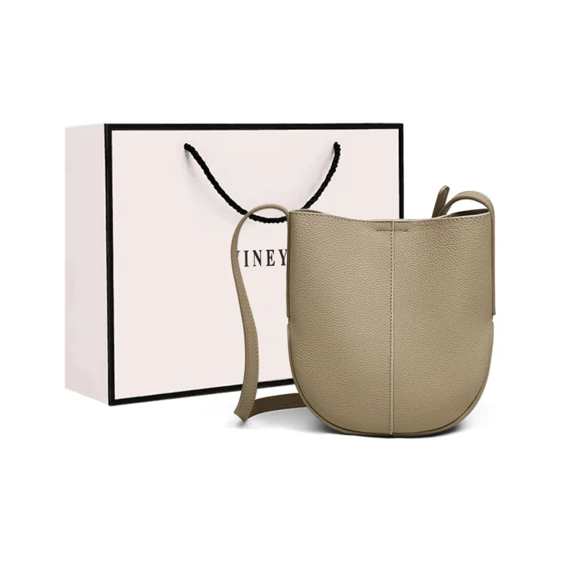 VINEY Cow Leather Shoulder Bag, Crossbody Bag, Bucket Bag Regular Women's Elephant Gray-0